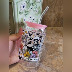 Skeleton Floral Tumbler Cup 16 oz Reader